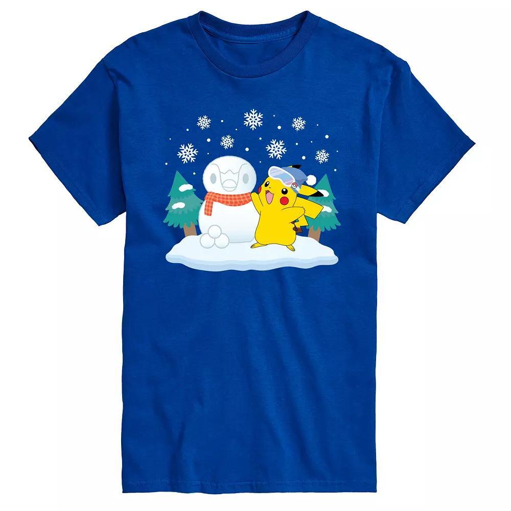 Men's Pokemon Pikachu & Piplup Snowman Graphic Tee,  Product Image