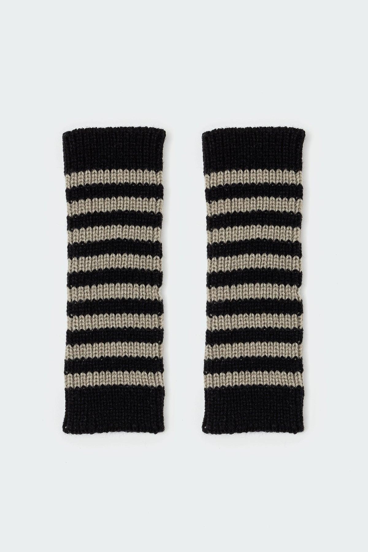 Striped Knit Fingerless Gloves Product Image