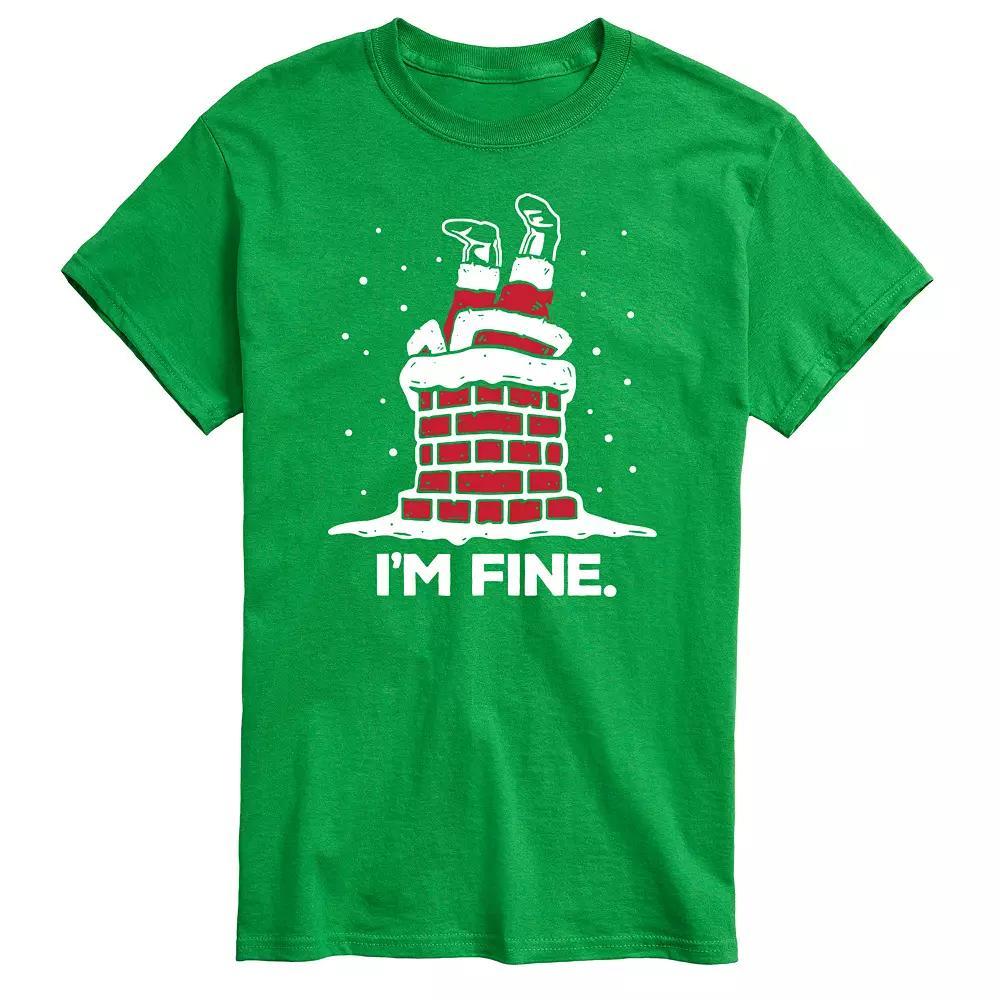 Big & Tall I'm Fine Santa Chimney Graphic Tee, Men's, Size: 4XL Tall, Blue Product Image