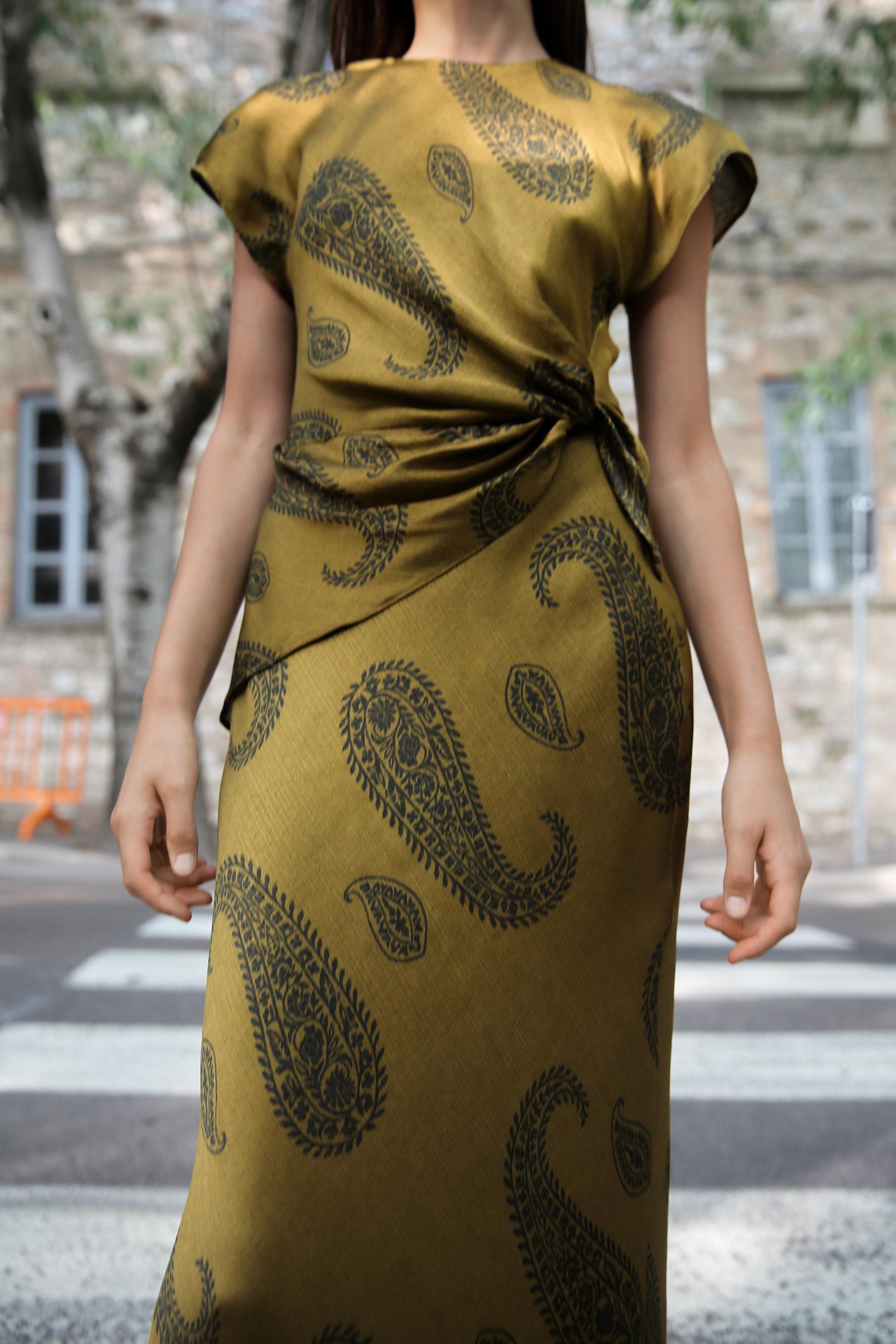 PRINTED SATIN EFFECT MIDI DRESS Product Image