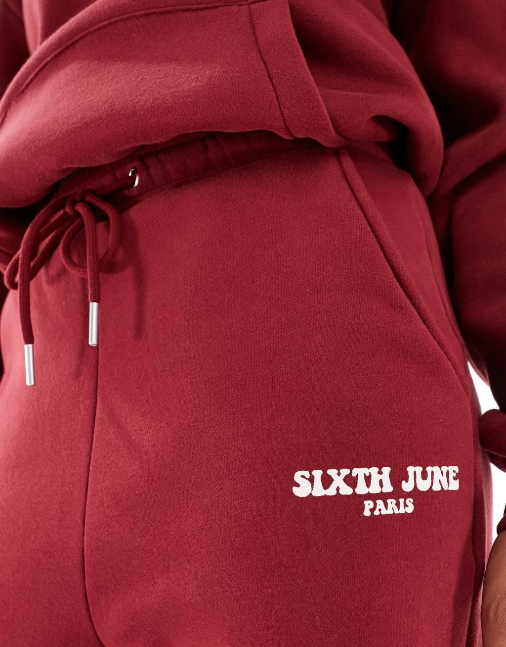 Sixth June motif sweatpants in burgundy - part of a set Product Image