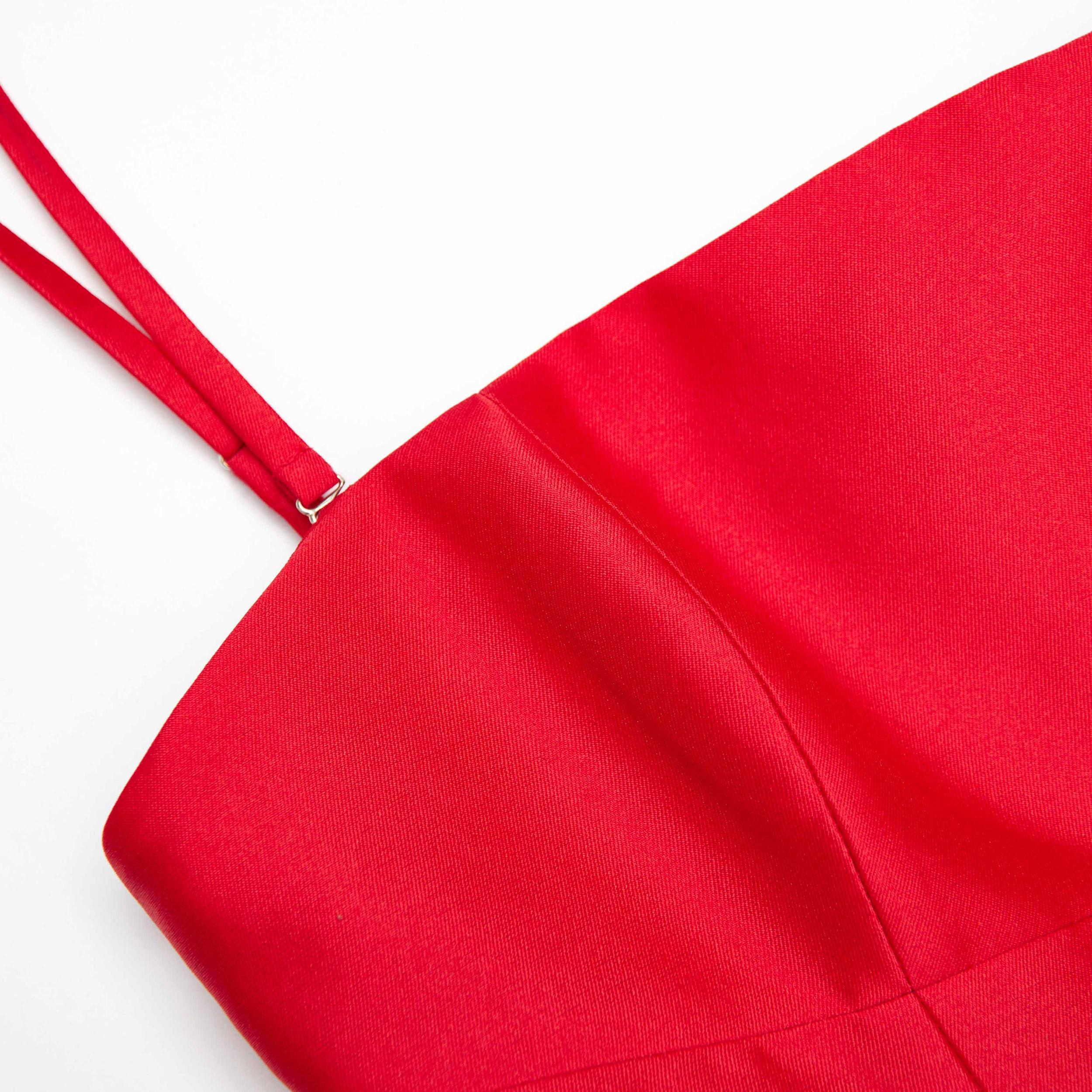 Red Taffeta Midi Dress Product Image