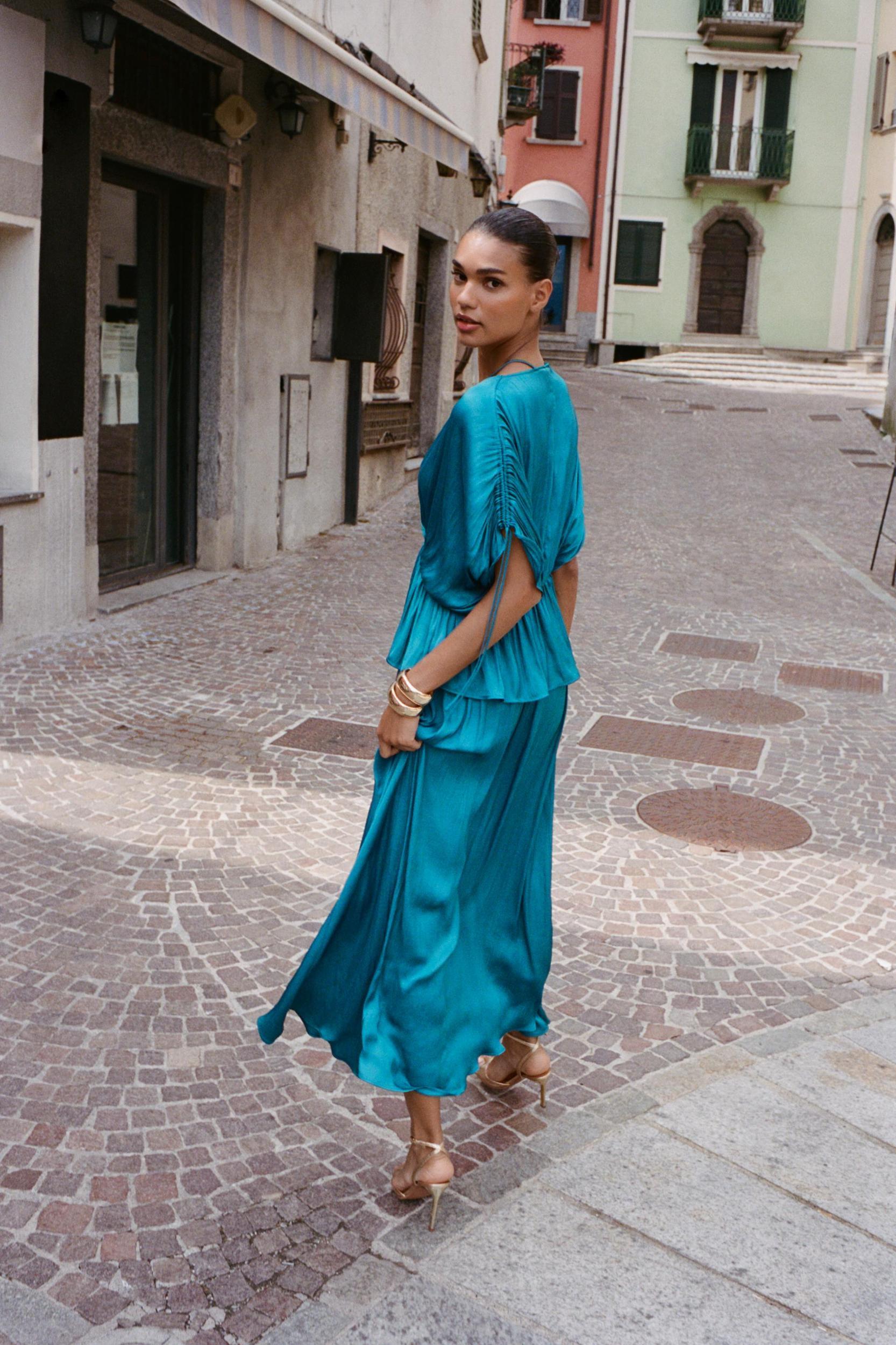 RUCHED SATIN EFFECT BLOUSE Product Image