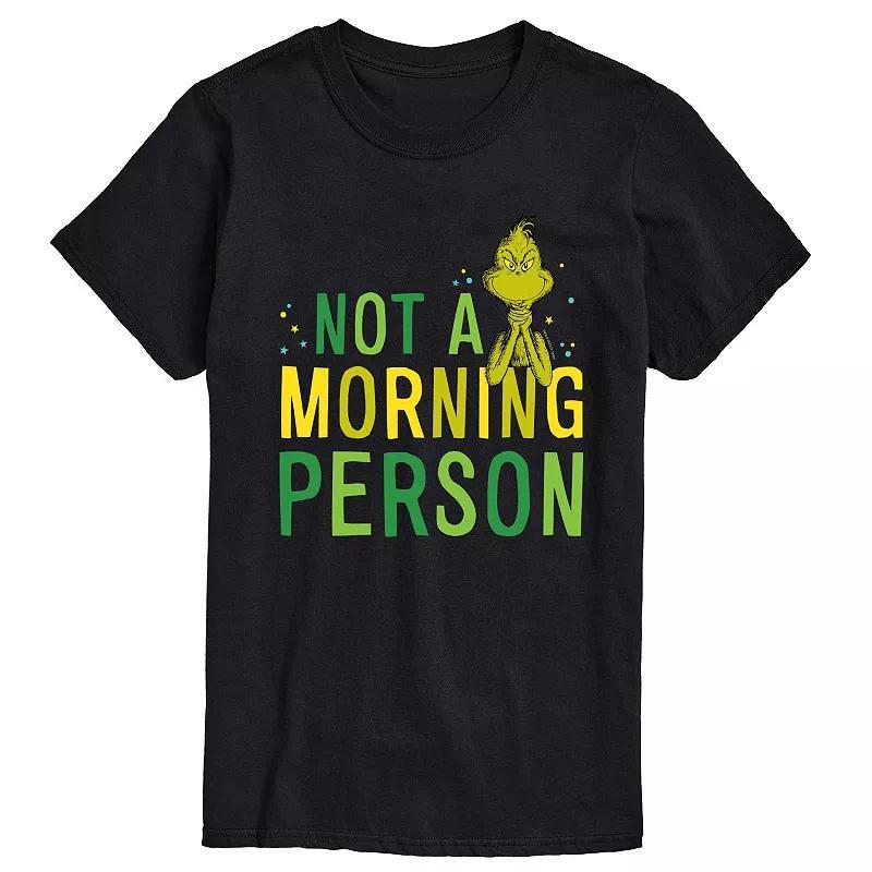 Men's Dr. Seuss Grinch Not A Morning Person Graphic Tee, Size: Medium, Black Product Image