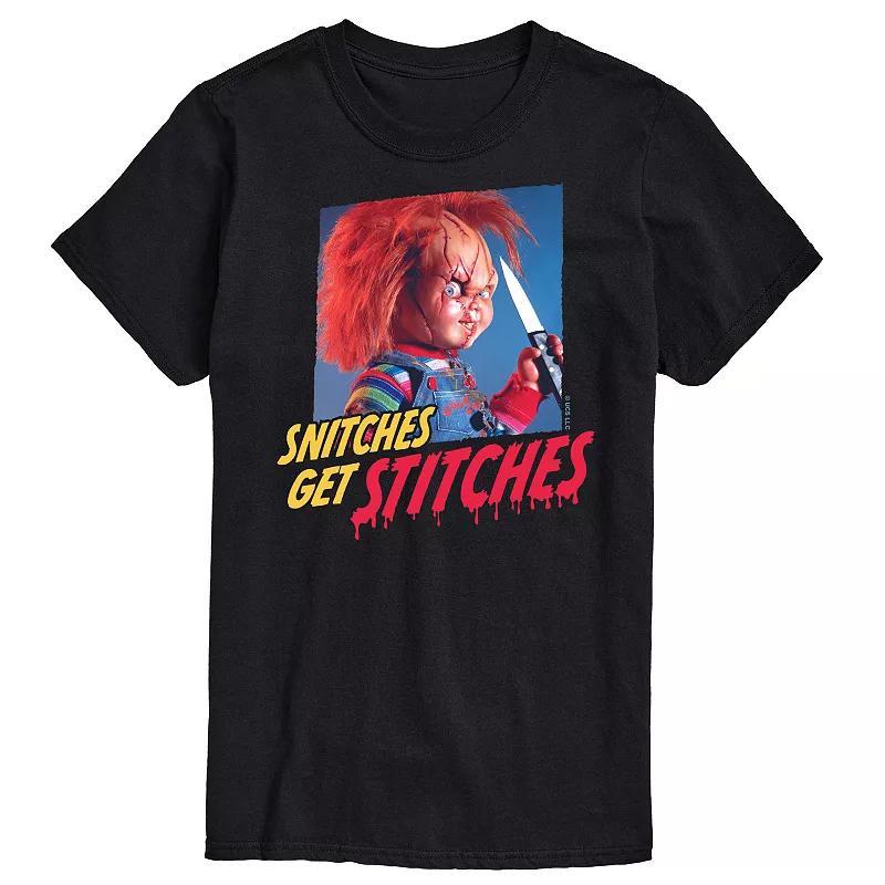 Big & Tall Chucky Snitches Get Stitches Graphic Tee, Men's, Size: Large Tall, Black Product Image