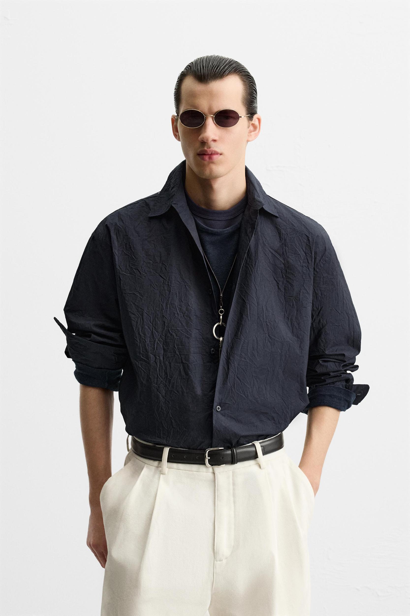 CRINKLED EFFECT COTTON SHIRT Product Image