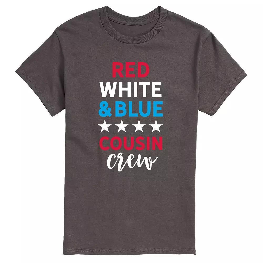 Men's Red White And Blue Cousin Crew Tee, Size: Small, Grey Product Image