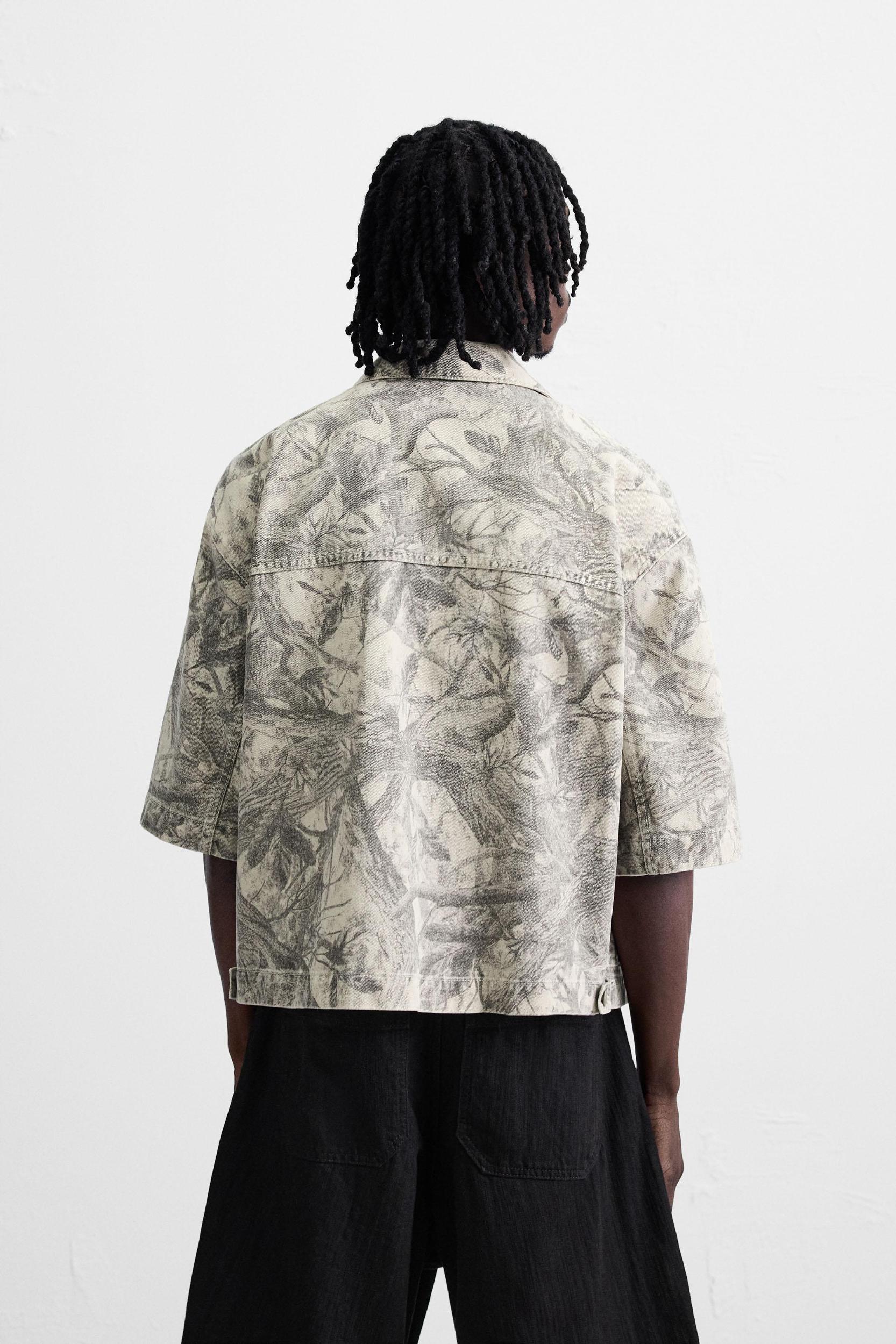 WASHED ABSTRACT PRINT OVERSHIRT Product Image