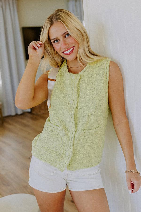 Pier Cafe Cutie Knit Top in Lime Punch Product Image