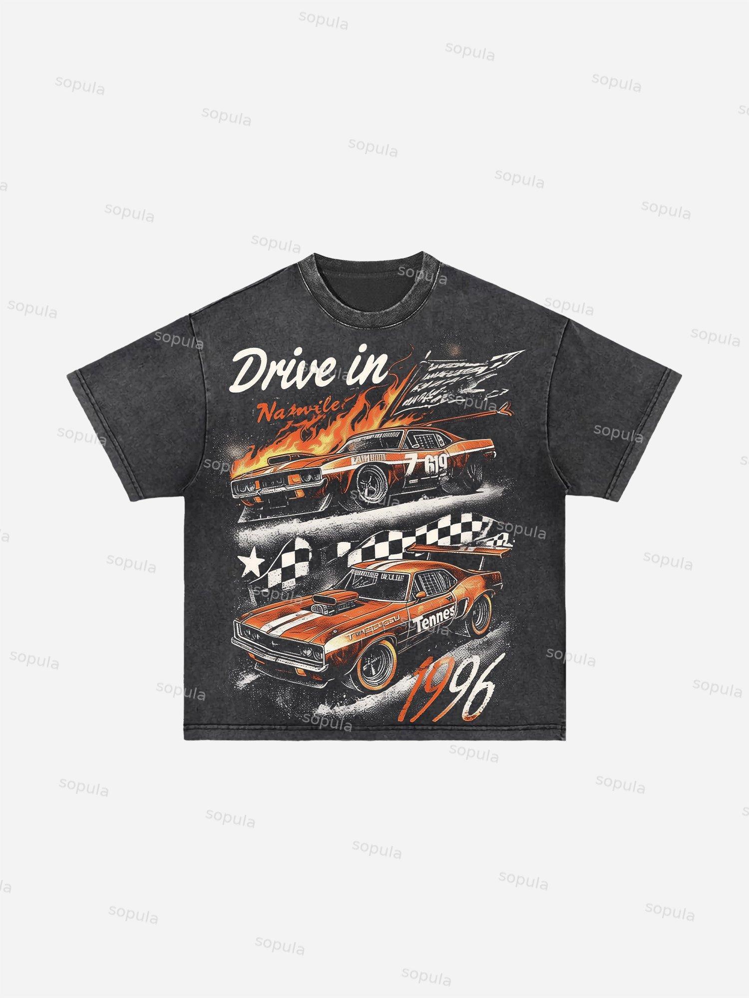 God Speed ​​skeleton Baseball Vintage Graphic Acid Wash T-shirt Product Image