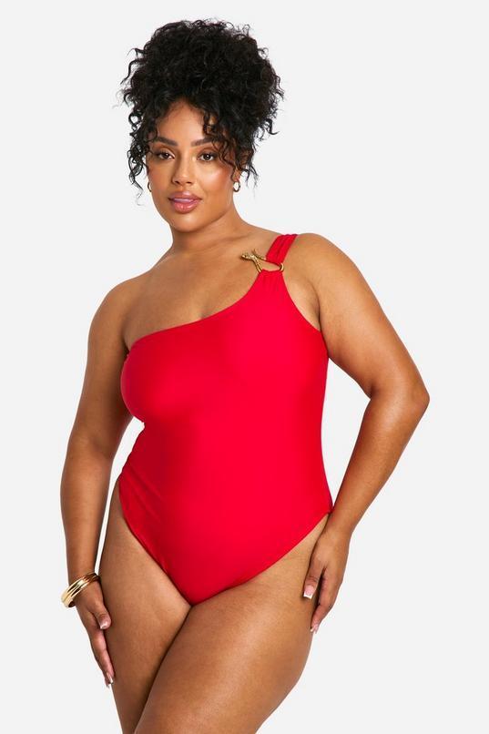 Plus Trim One Shoulder Swimsuit  Product Image