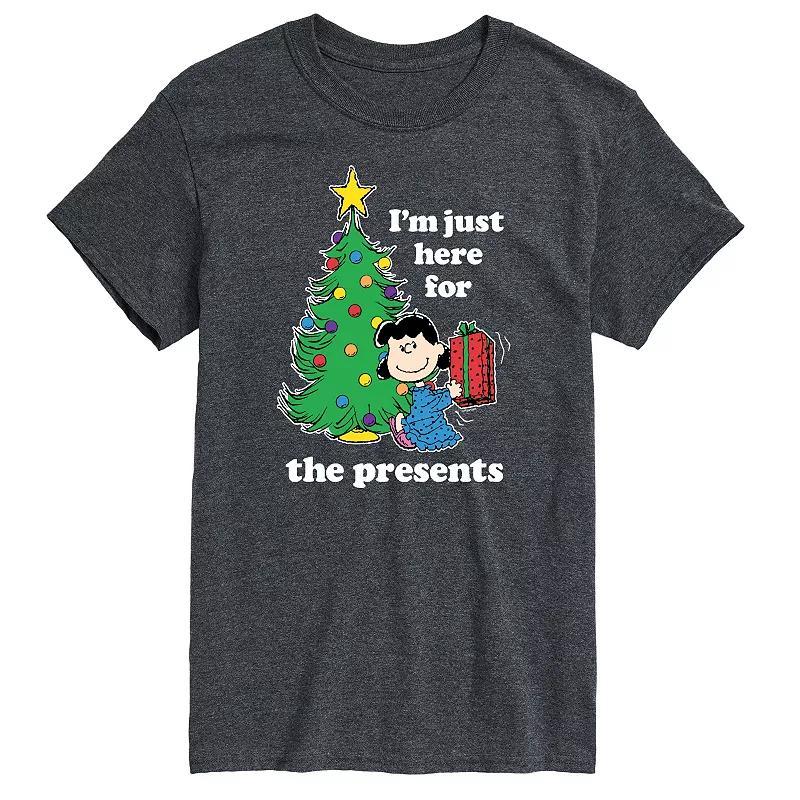 Men's Peanuts Lucy Here For Presents Tee, Size: XS, Gray Product Image