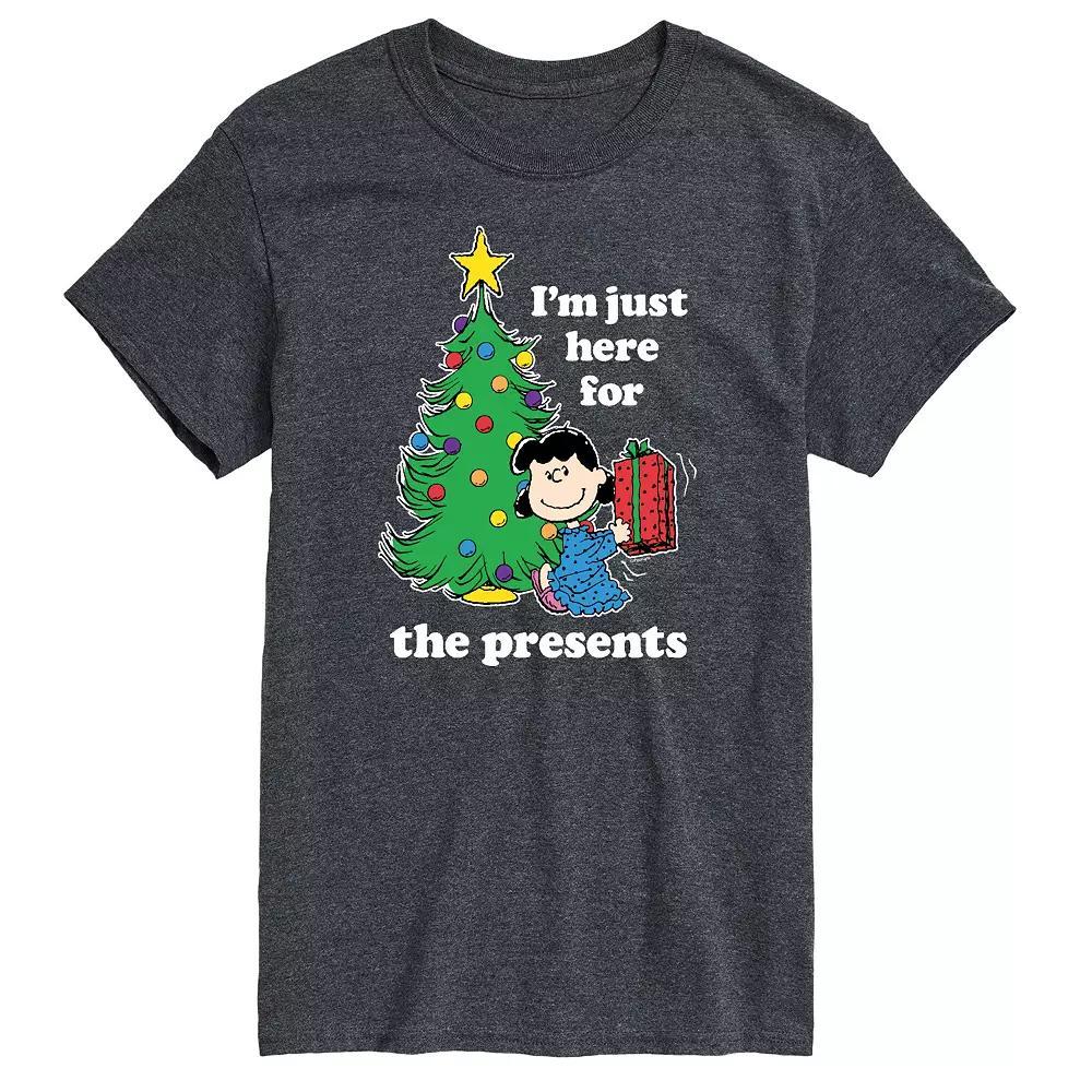 Men's Peanuts Lucy Here For Presents Tee, Size: XS, Gray Product Image