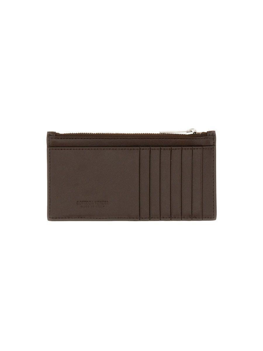 BOTTEGA VENETA Zippered Card Holder In Brown Product Image