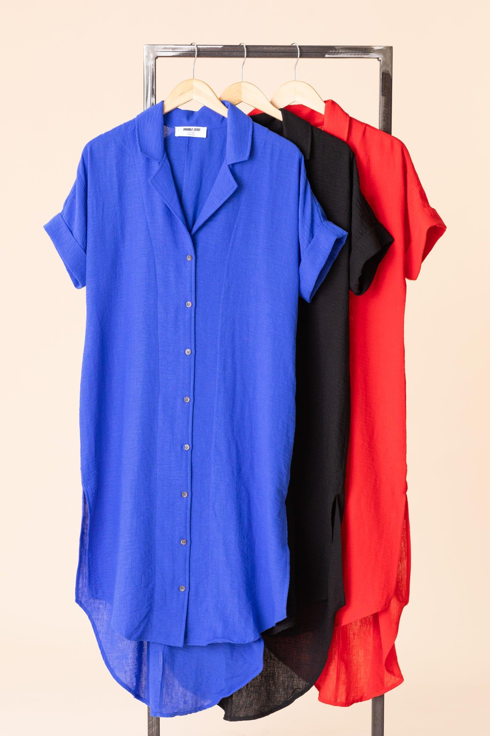 Casual Buttoned Up Short Sleeve Midi Dress Product Image