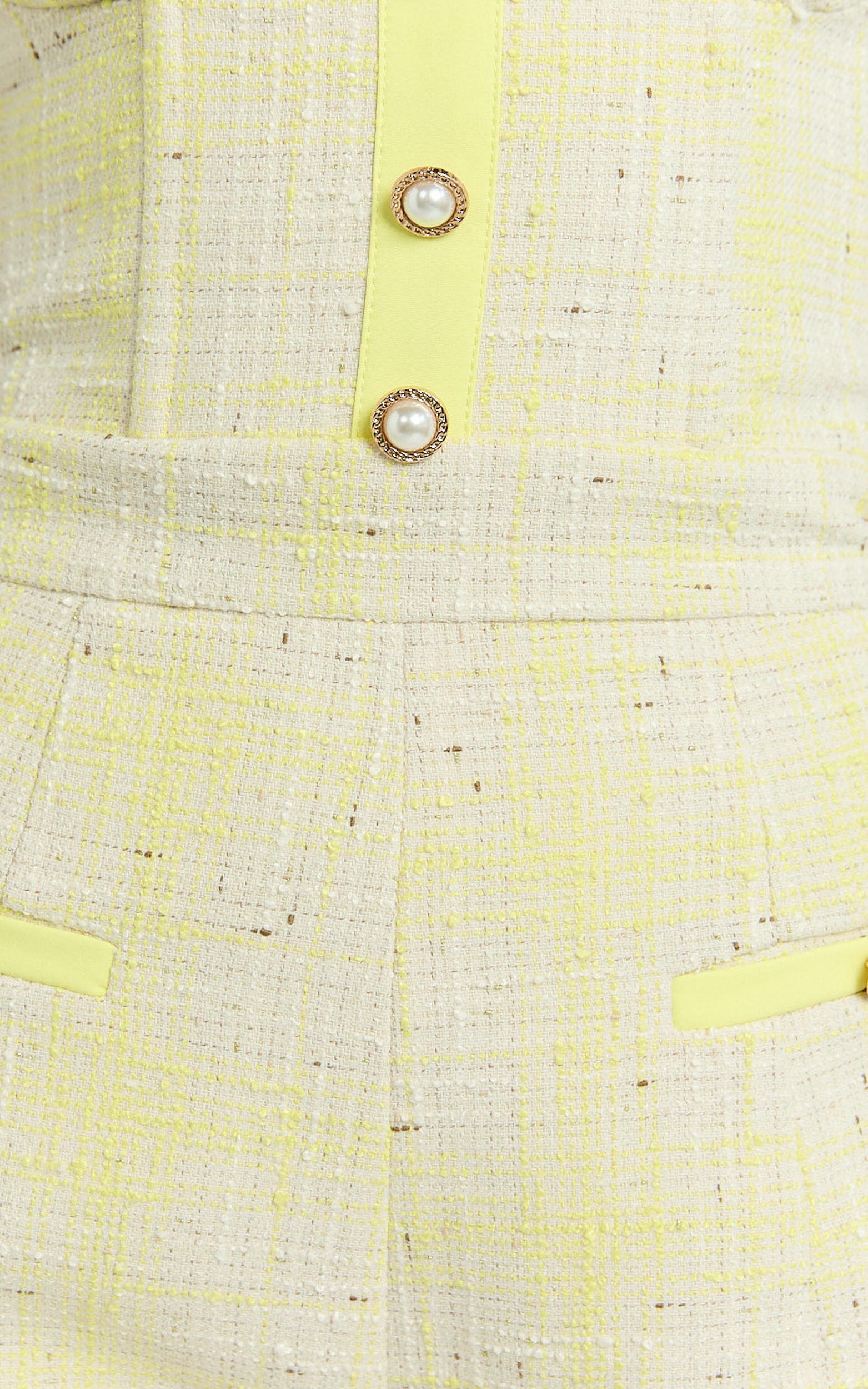 Jada Playsuit - Boucle Sweetheart Button Detail Playsuit in Lemon Product Image