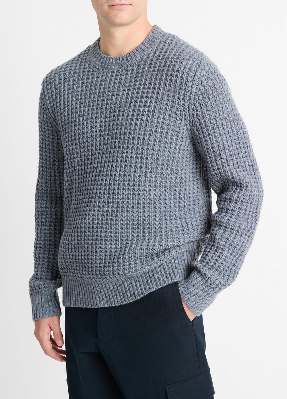 Mens Macro-waffle Crew Neck Sweater, Evening Mist, Size XXL Vince Product Image