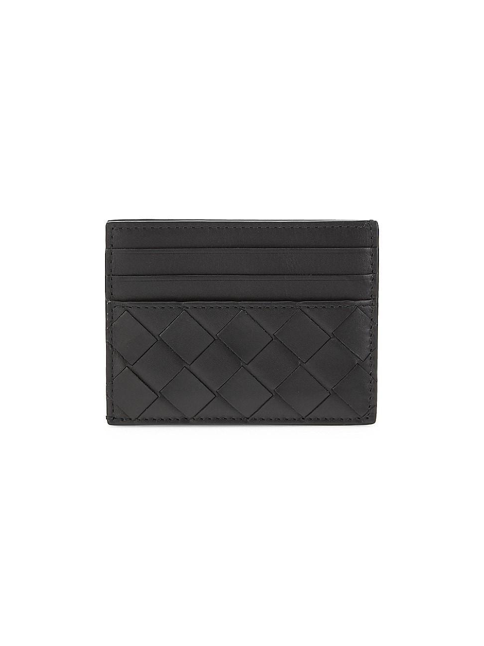 Mens Woven Leather Card Case Product Image