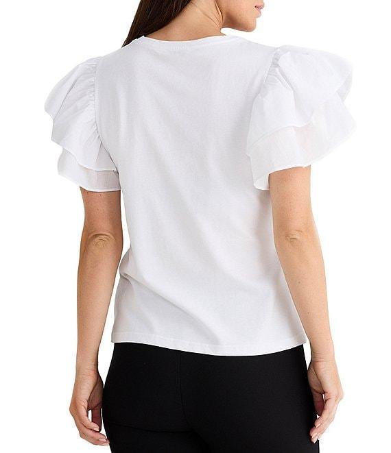 Brave + True Gigi Short Flutter Sleeve Crew Neckline Top Product Image
