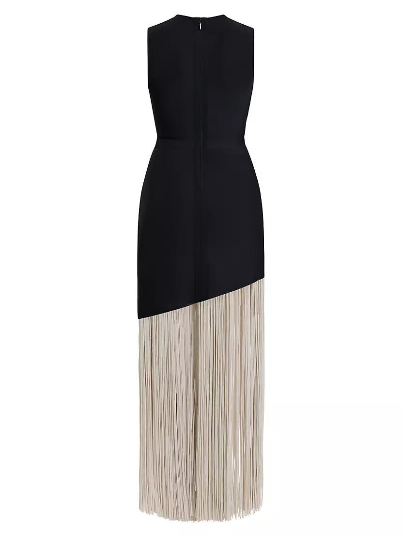 Two-Tone Asymmetric Hem Fringe Gown Product Image