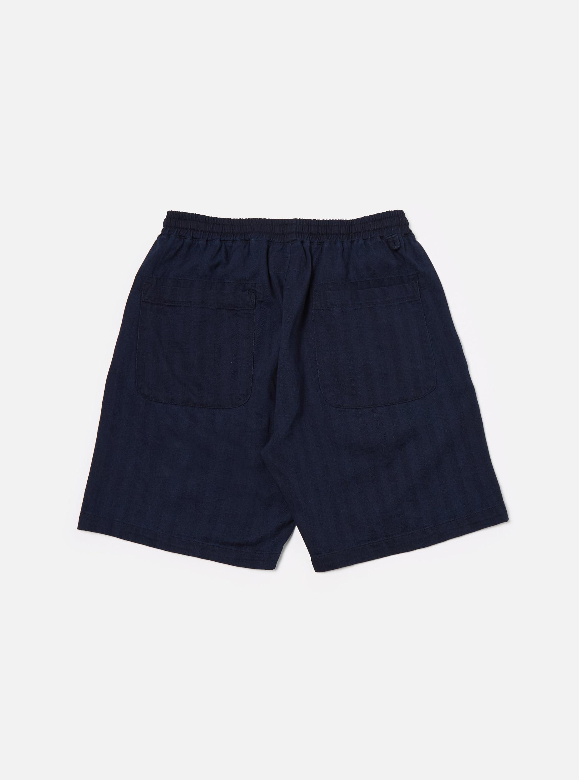 Indigo Herringbone Denim Simple Short Product Image