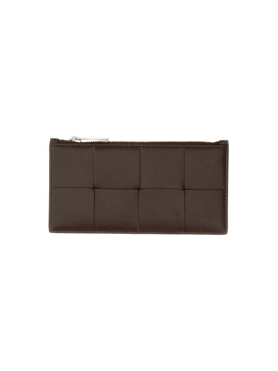 BOTTEGA VENETA Zippered Card Holder In Brown Product Image