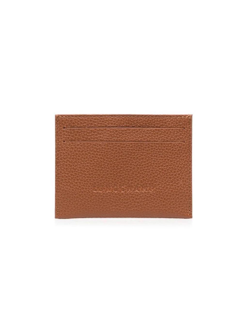 LONGCHAMP Le Foulonné Leather Cardholder In Brown Product Image