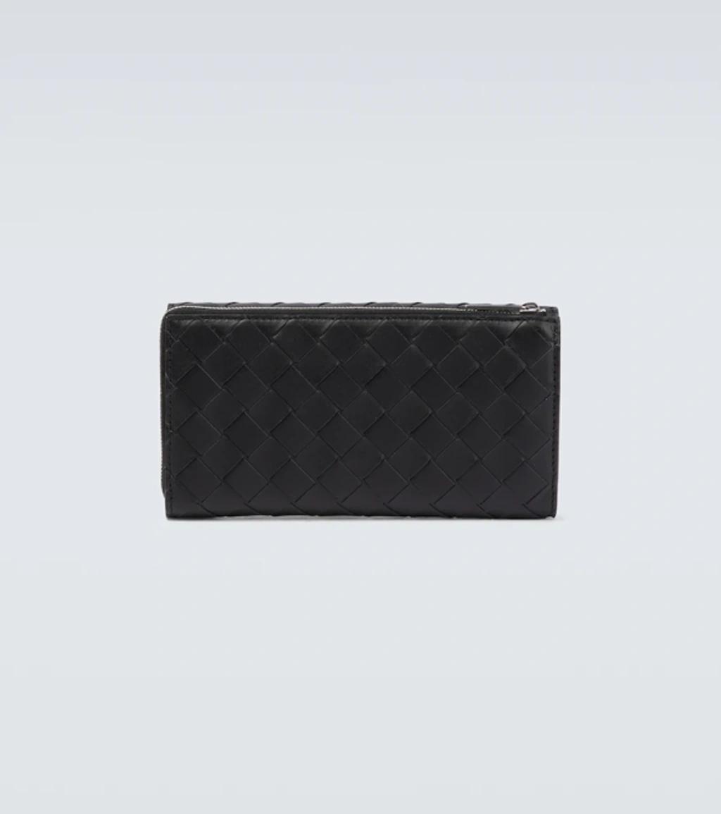 BOTTEGA VENETA Leather Wallet In Black-silver Product Image