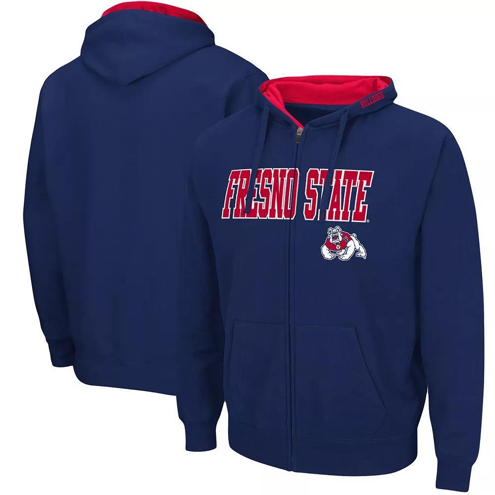 Men's Colosseum Navy Fresno State Bulldogs Arch & Logo 3.0 Full-Zip Hoodie,  Product Image