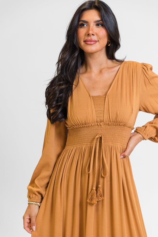 Lucky To Have You Camel Maxi Dress Product Image