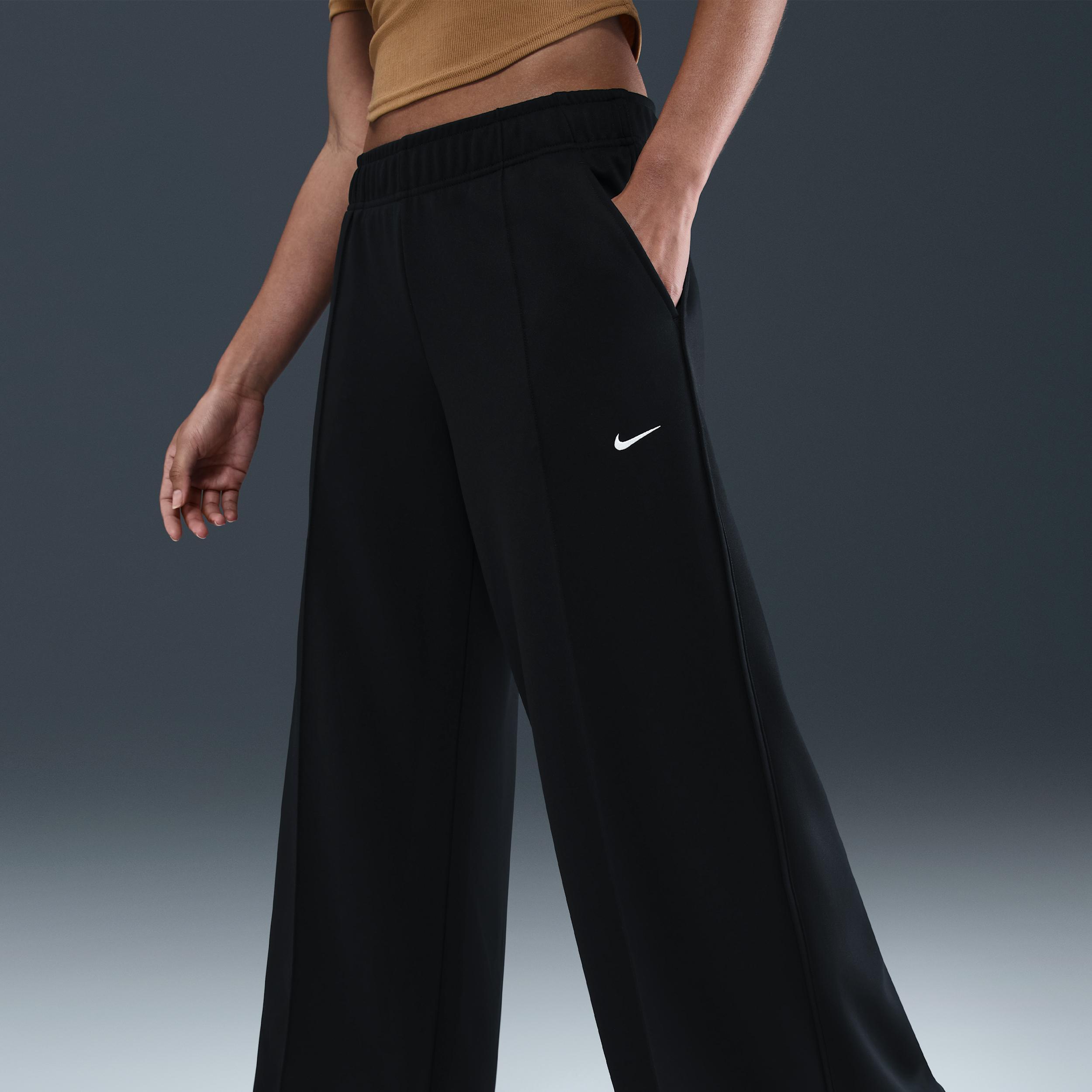 Womens Nike Sportswear Mid-Rise Wide-Leg Track Pants | IH8514-010 Product Image
