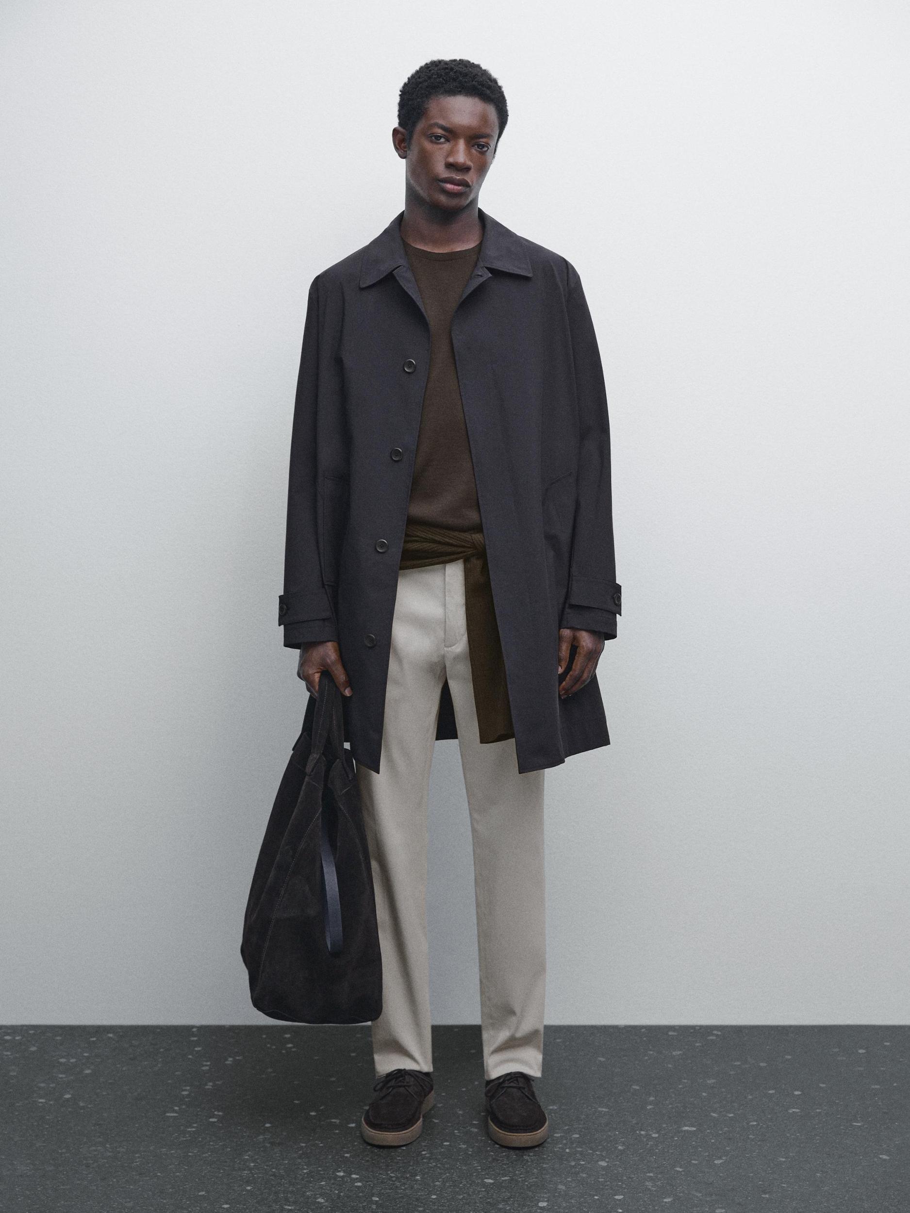 Cotton blend slim fit trousers Product Image