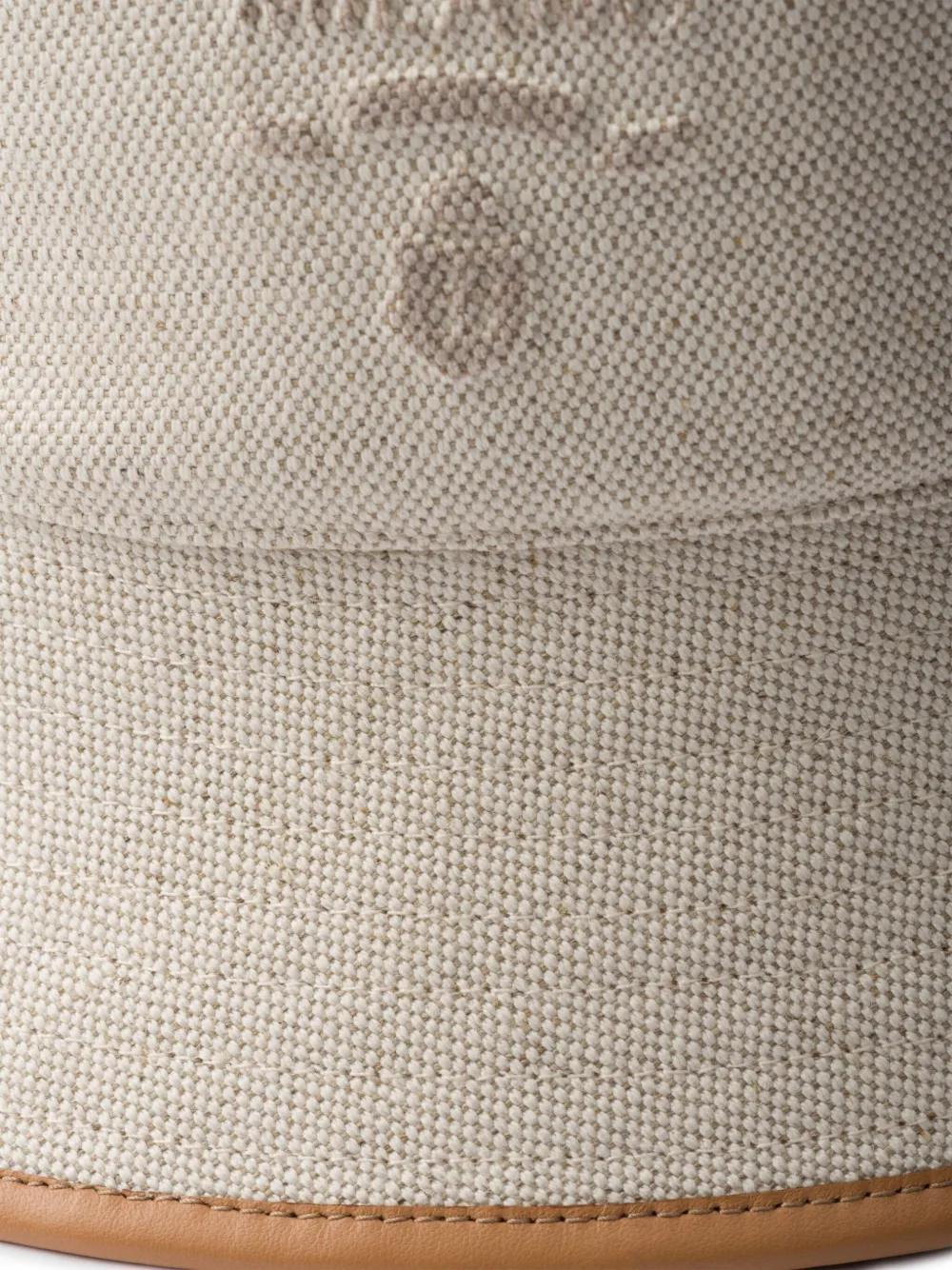 PRADA Logo-embroidered Canvas Bucket Hat In Neutrals Product Image