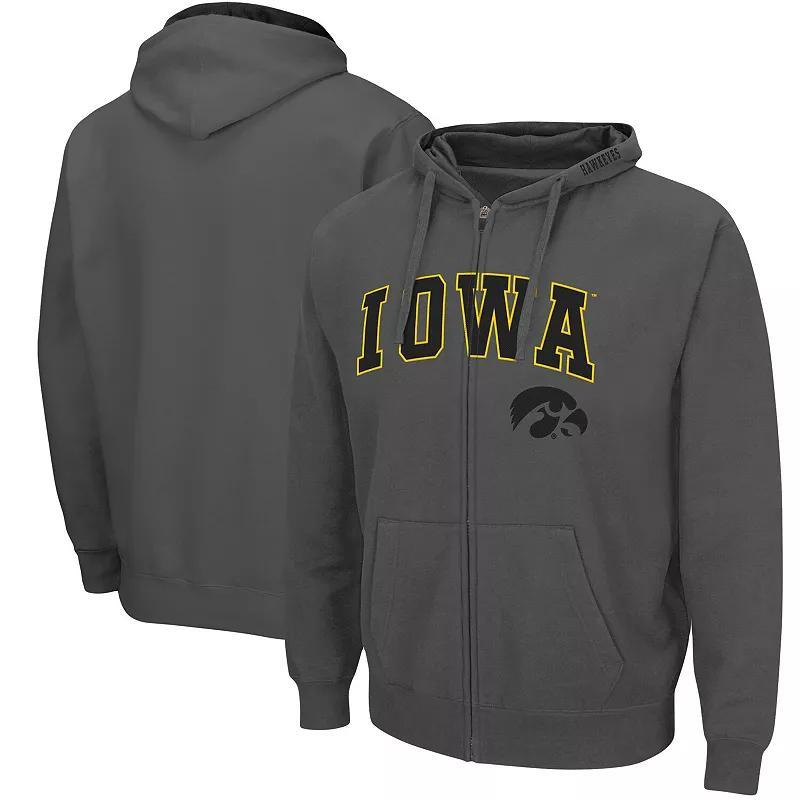 Mens Colosseum Charcoal Iowa Hawkeyes Arch & Logo 3.0 Full-Zip Hoodie Product Image