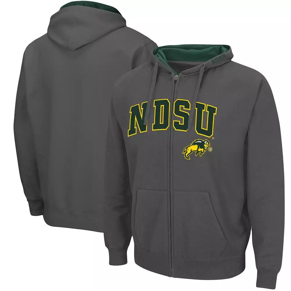 Men's Colosseum Charcoal NDSU Bison Arch & Logo 3.0 Full-Zip Hoodie,  Product Image