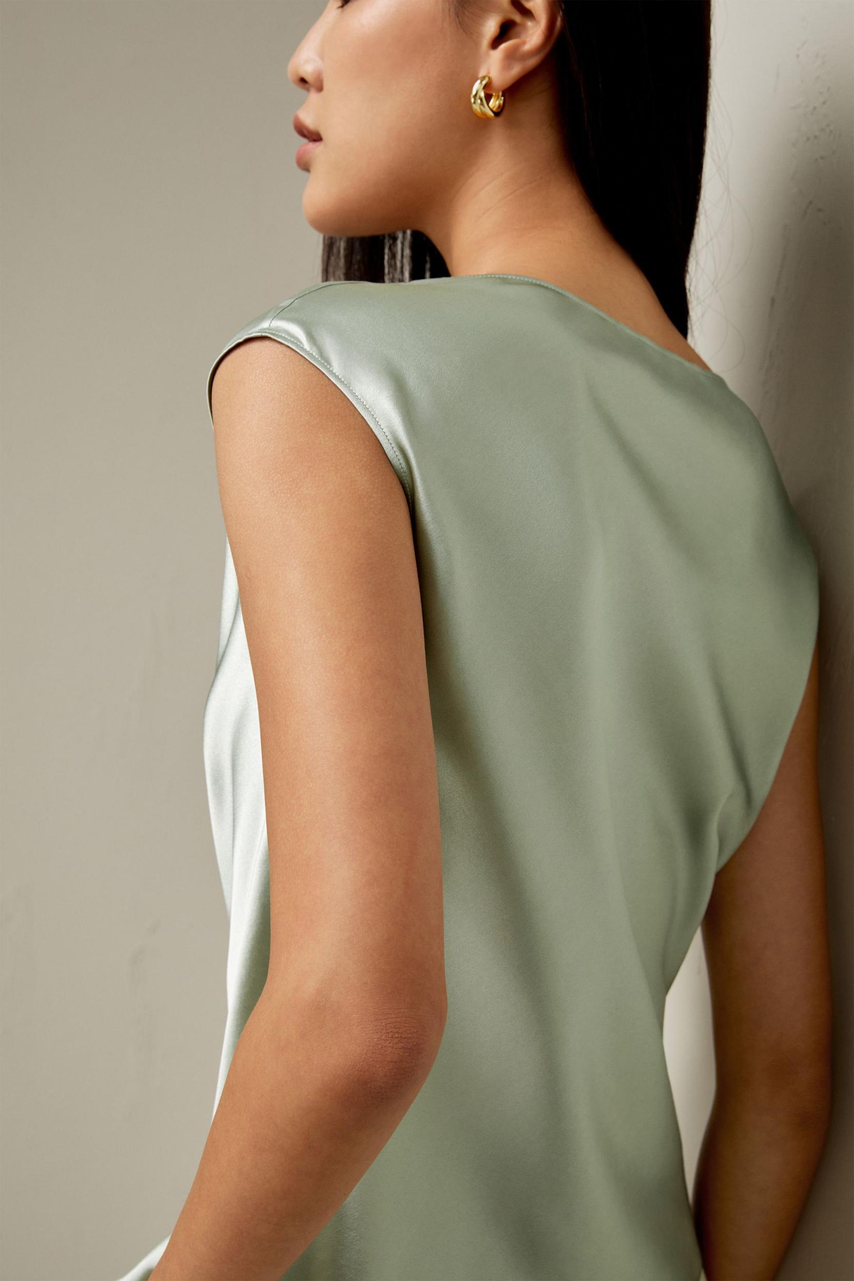 Silk Charmeuse Cowl Neck Top Product Image