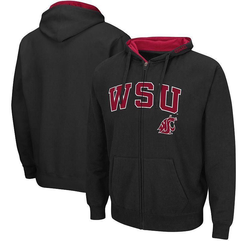 Mens Colosseum Black Washington State Cougars Arch Logo 3.0 Full-Zip Hoodie Product Image