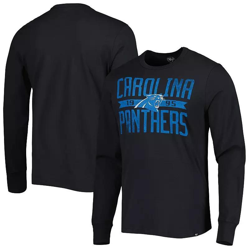 Men's '47 Black Carolina Panthers Brand Wide Out Franklin Long Sleeve T-Shirt, Size: XL Product Image