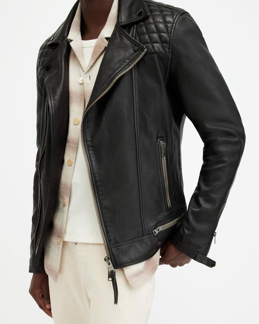 Conroy Textured Leather Biker Jacket Product Image