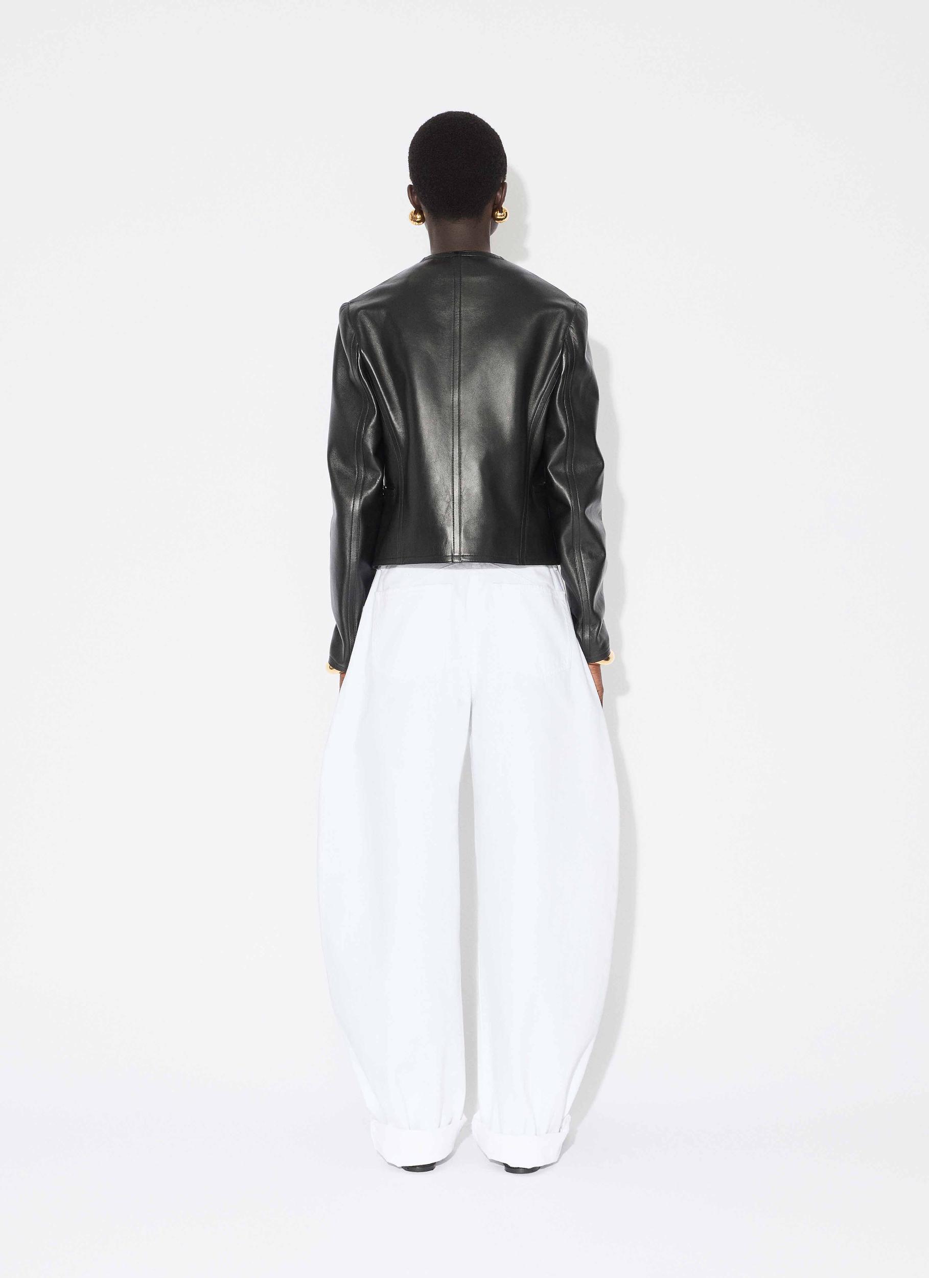 WHITE LOW WAIST ROUND JEANS Product Image