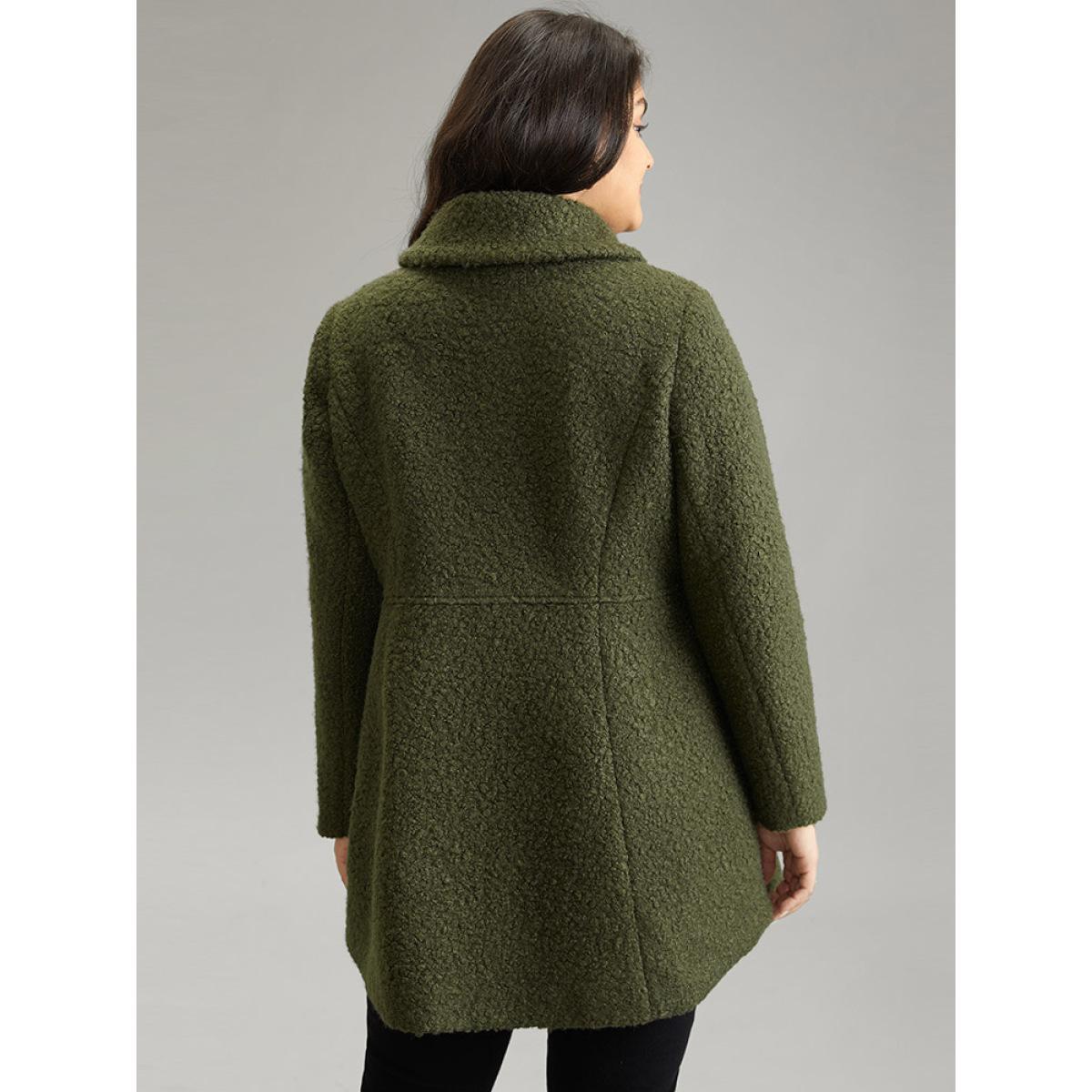 Plus Size Fluffy Asymmetrical Neck Double Breasted Coat Women ArmyGreen Casual Lined Ladies Dailywear Winter Coats BloomChic 22-24/3X Product Image