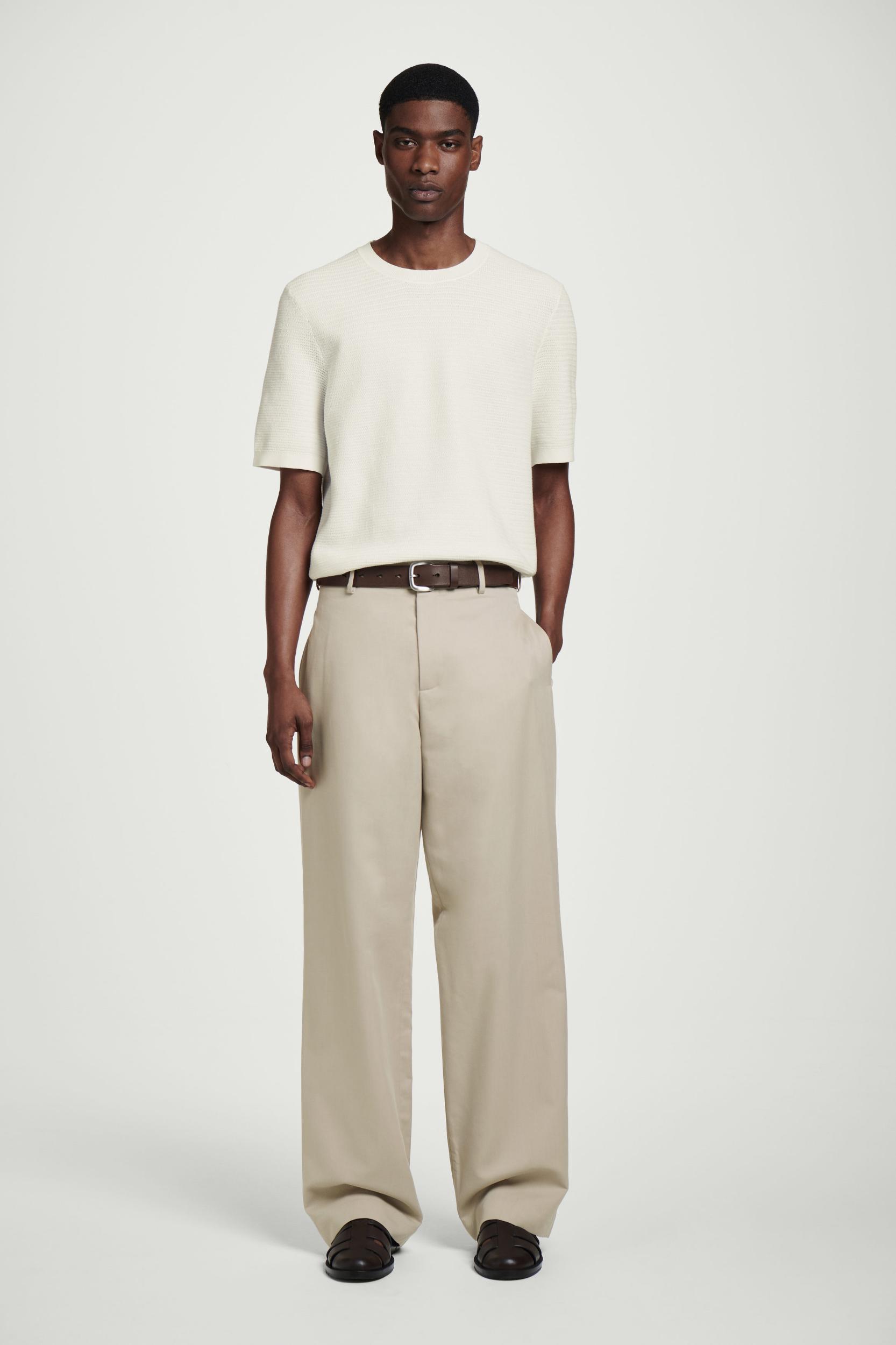 TEXTURED KNITTED COTTON T-SHIRT Product Image