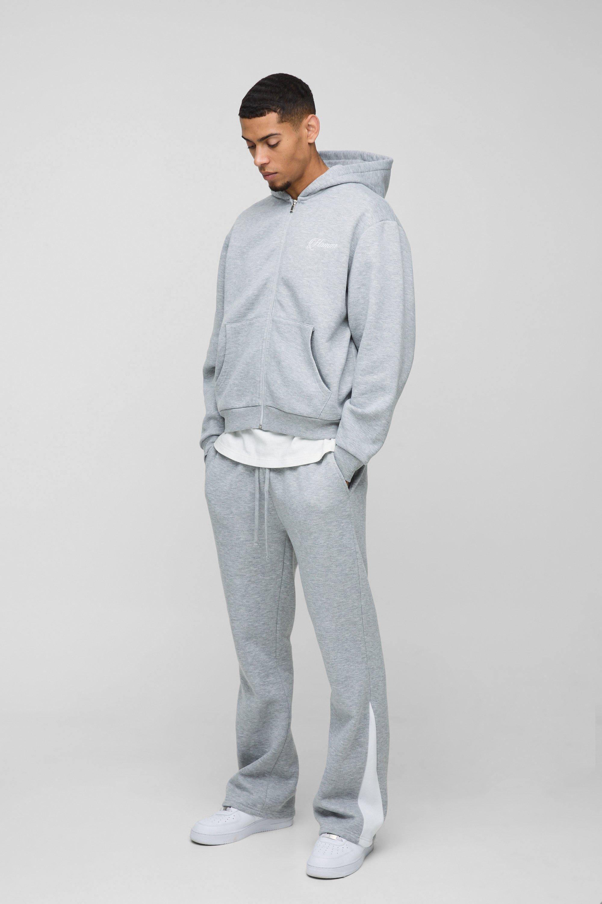 Oversized Boxy Zip Through Gusset Tracksuit | boohooMAN USA Product Image