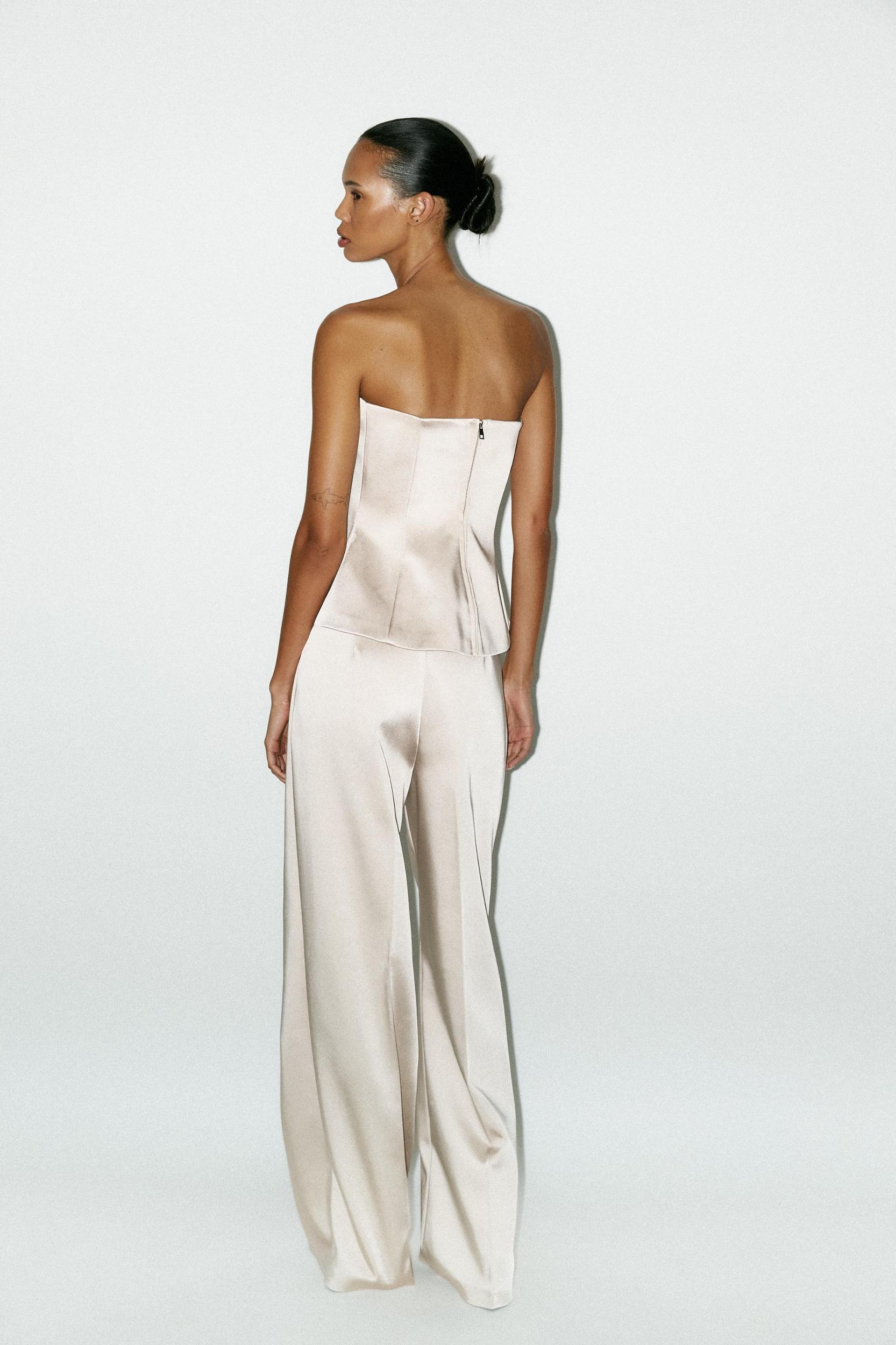HIGH-WAISTED SATIN PANTS Product Image