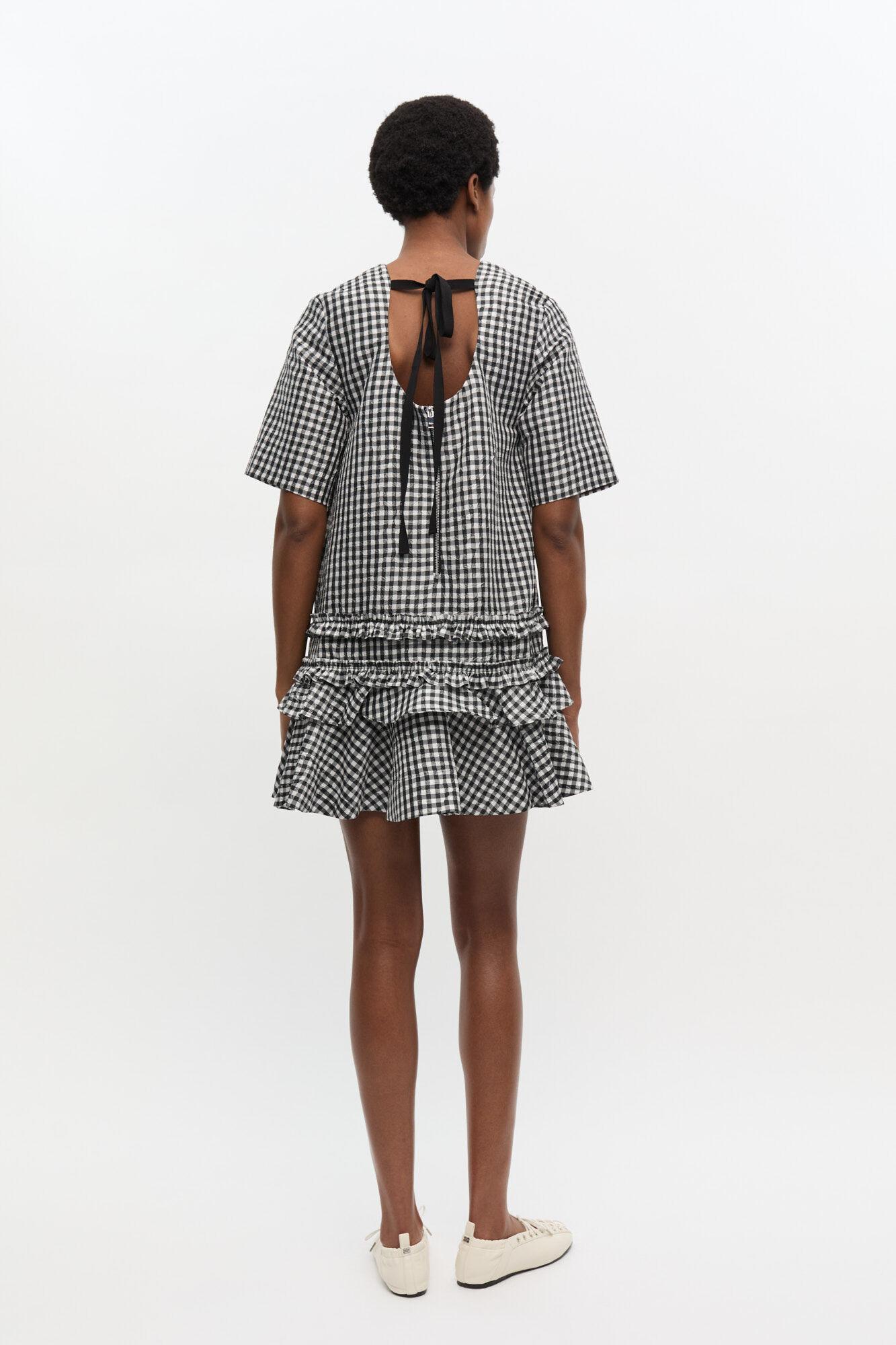 Crinkled Check Mini Dress Product Image