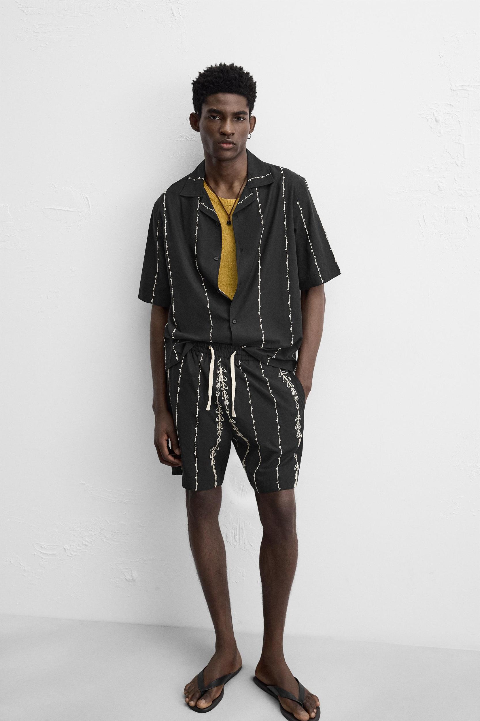 CONTRAST EMBROIDERY SHORTS Product Image