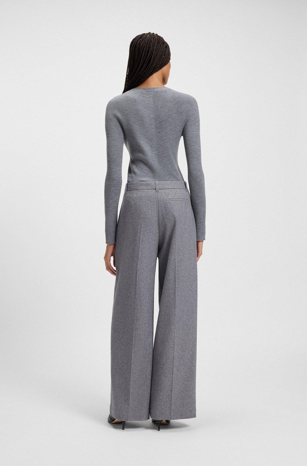 Regular-fit wide-leg trousers in soft flannel Product Image