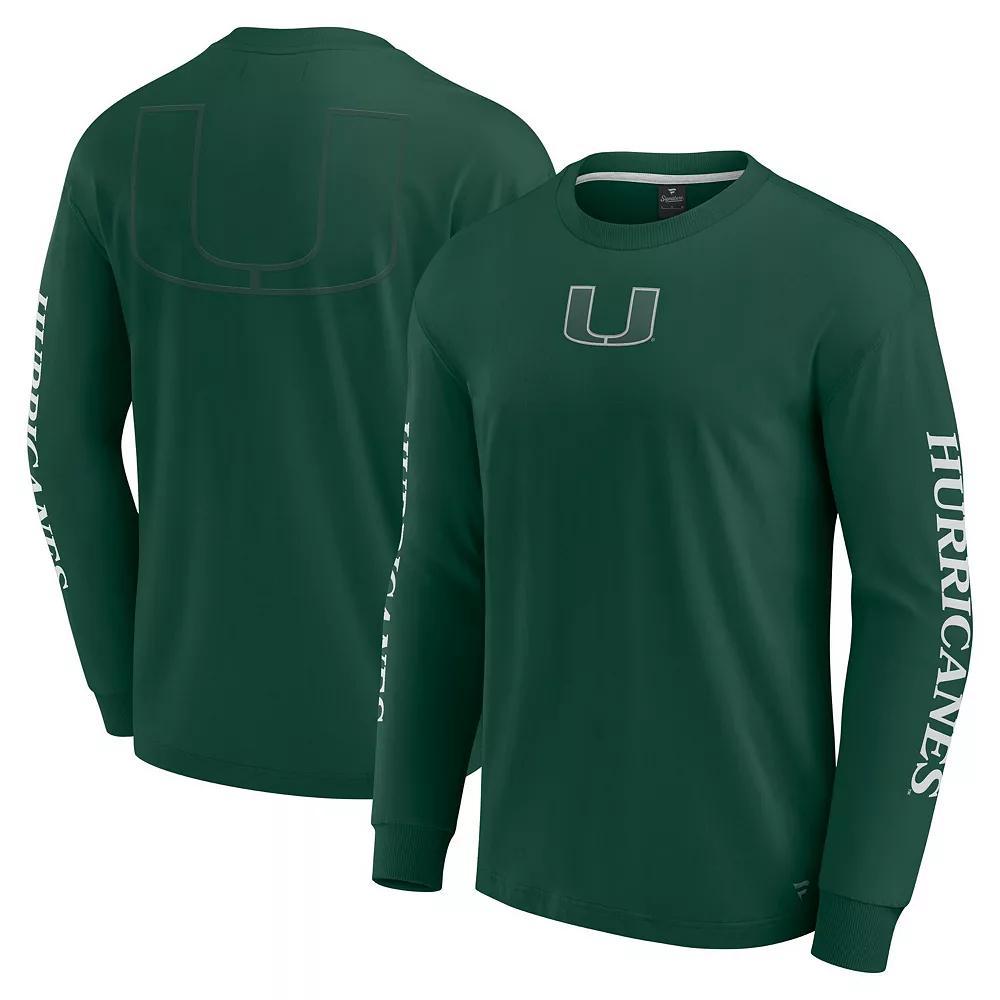 Men's Fanatics Green Miami Hurricanes Strive Long Sleeve T-Shirt,  Product Image