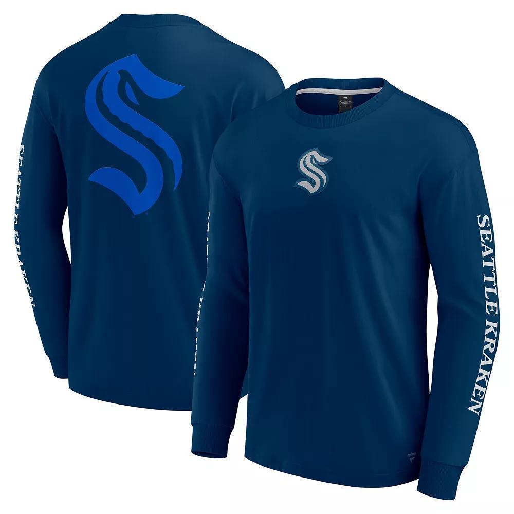 Men's Fanatics Deep Sea Blue Seattle Kraken Elements Strive Long Sleeve T-Shirt,  Product Image