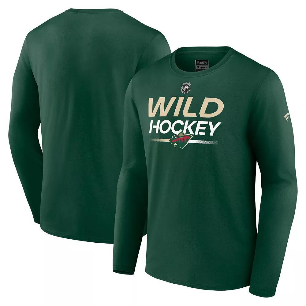 Men's Fanatics Green Minnesota Wild Authentic Pro Primary Long Sleeve T-Shirt, Size: Medium Product Image